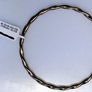 Gold plated sterling silver bangle bracelet, new